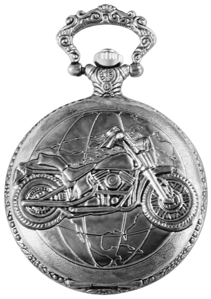 Excellanc Taschenuhr, Motorrad, silberfarben