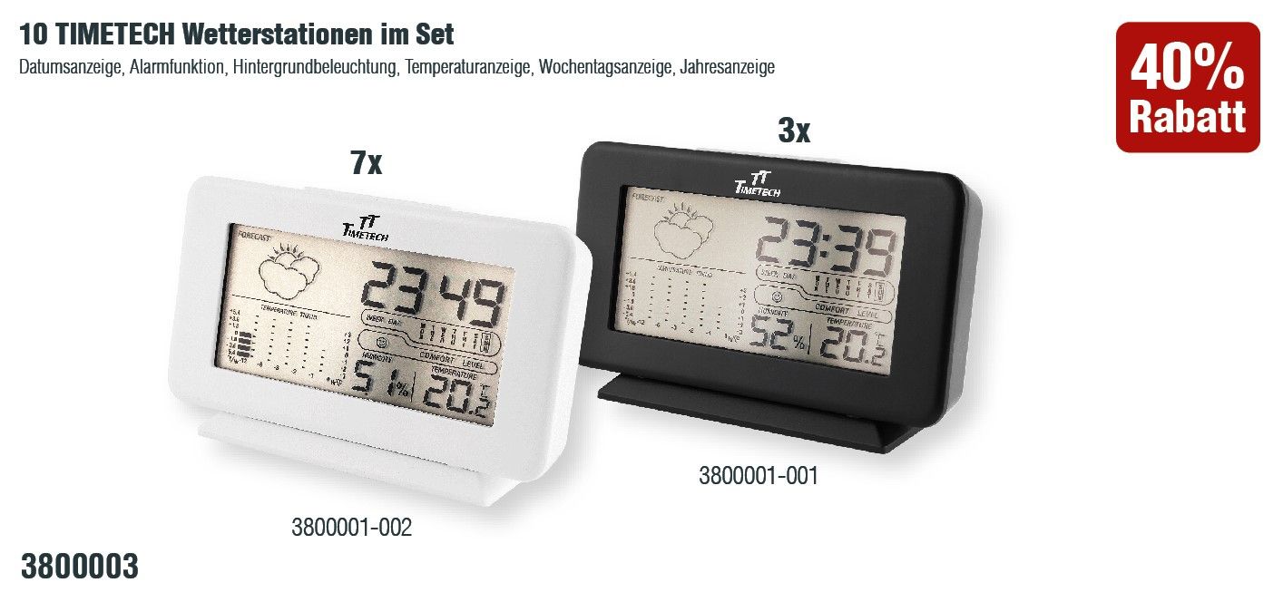 10 TimeTech weerstations gesorteerd
