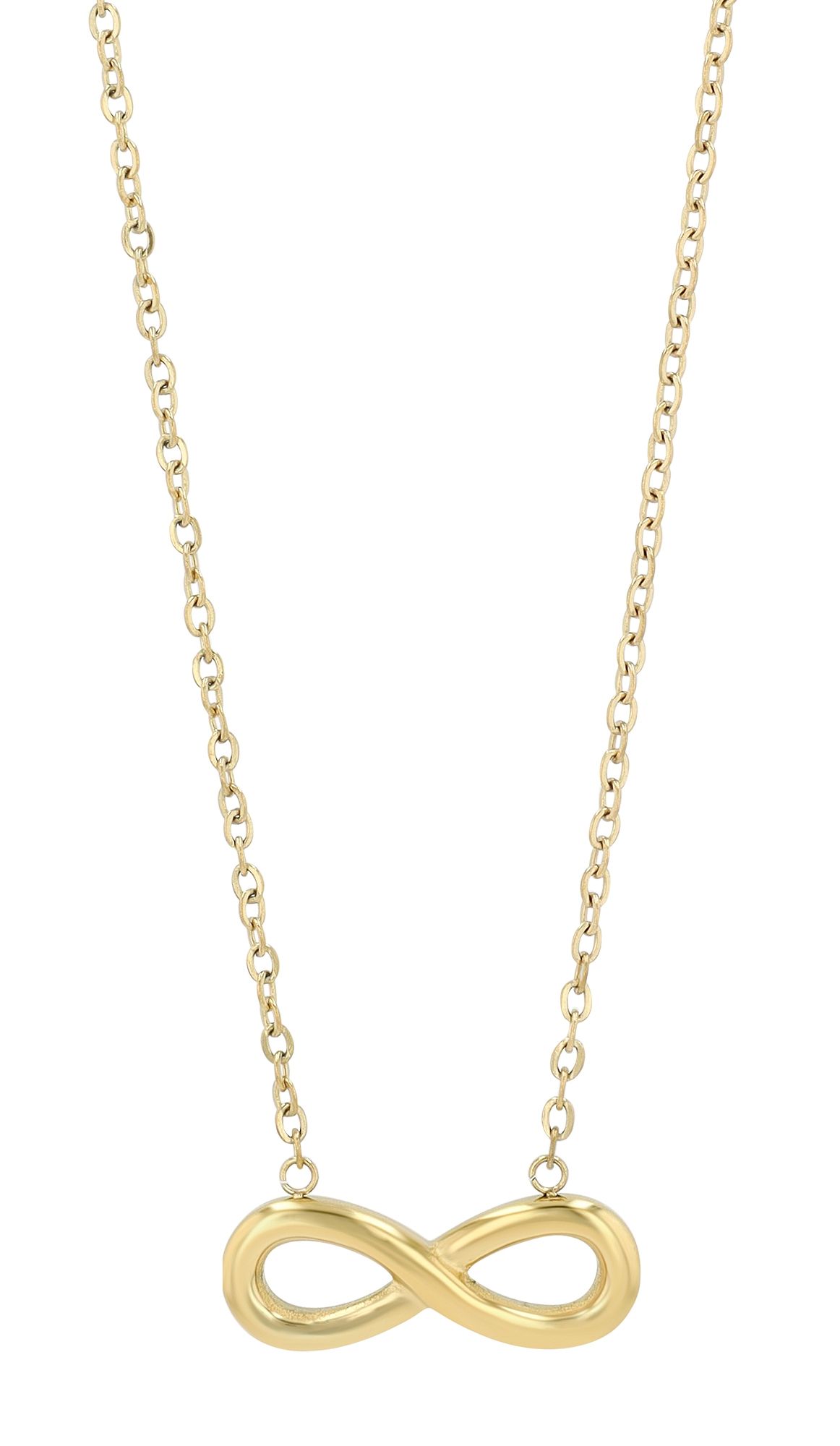 "Suki" . Oneindigheid, roestvrijstalen ketting (42 + 5 cm) met hanger, IP goud