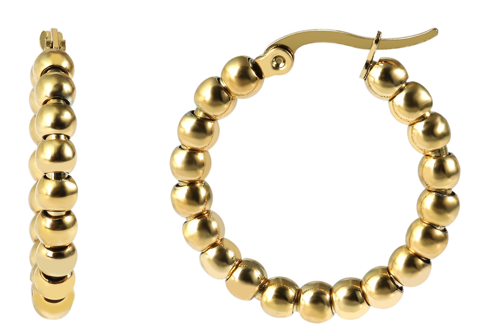 Accent hoepeloorbellen, roestvrij staal, bolvormig ontwerp, goudkleurig