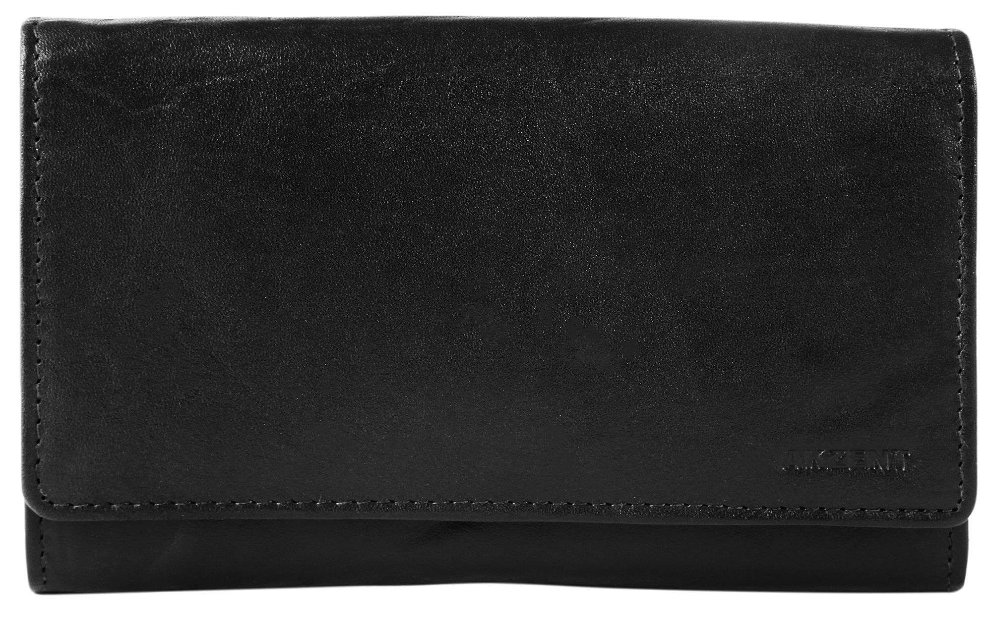 Akzent dames portemonnee van echt leer in zwart