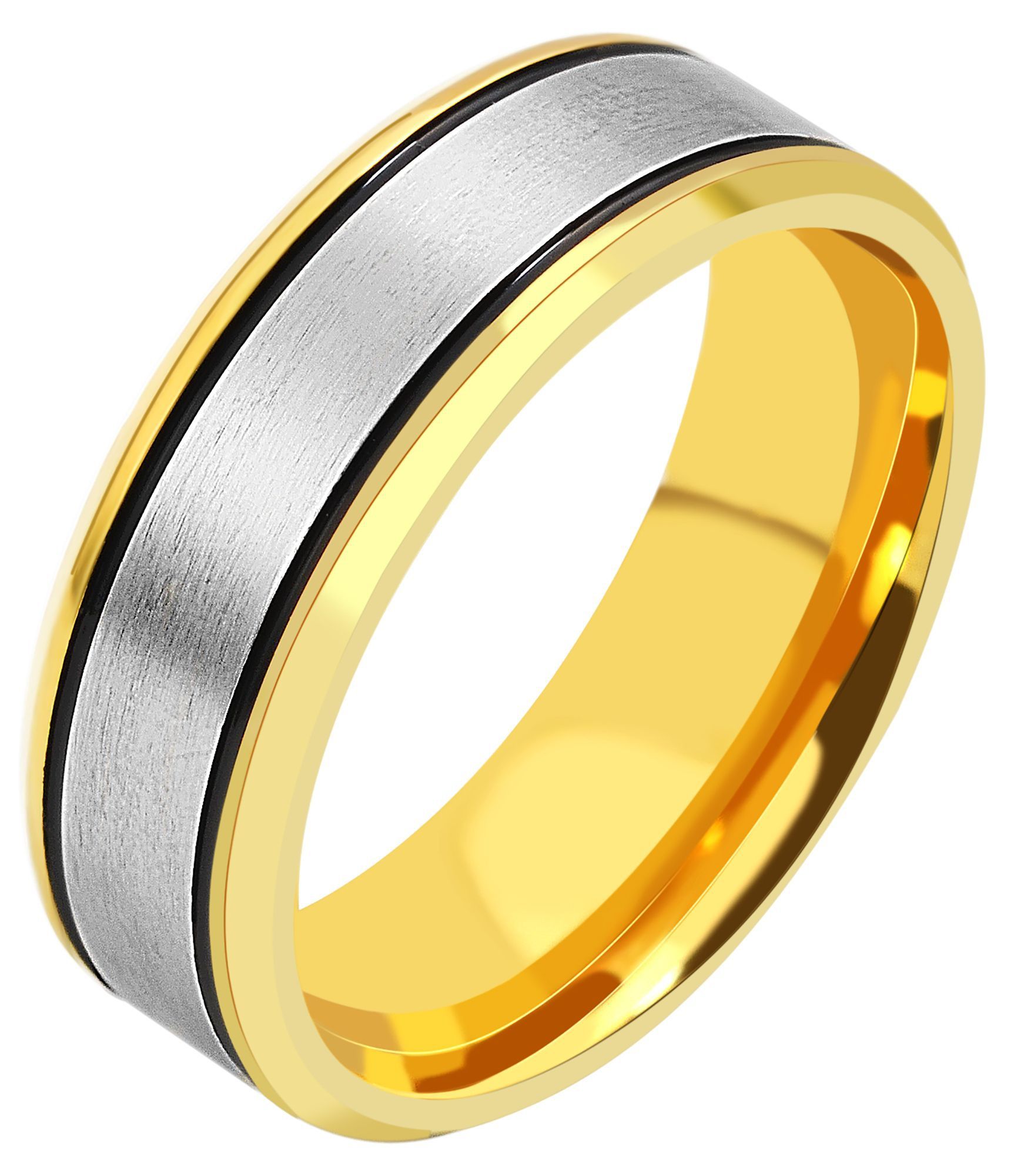 Akzent Partnerring für Herren, Edelstahl, tricolor, Gr. 58