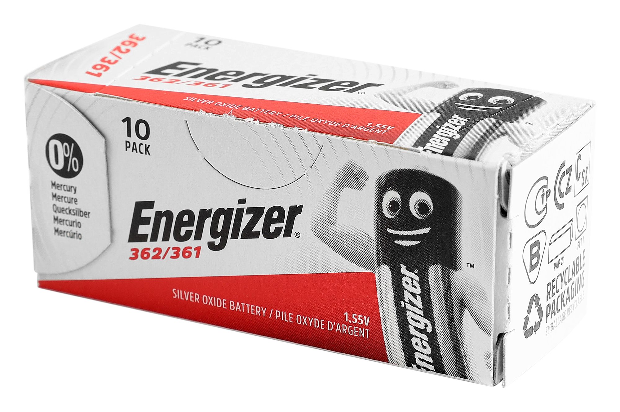 ENERGIZER Knopfzellen, 0% Quecksilber , Verpackungsinhalt 10 Stück, 362/361