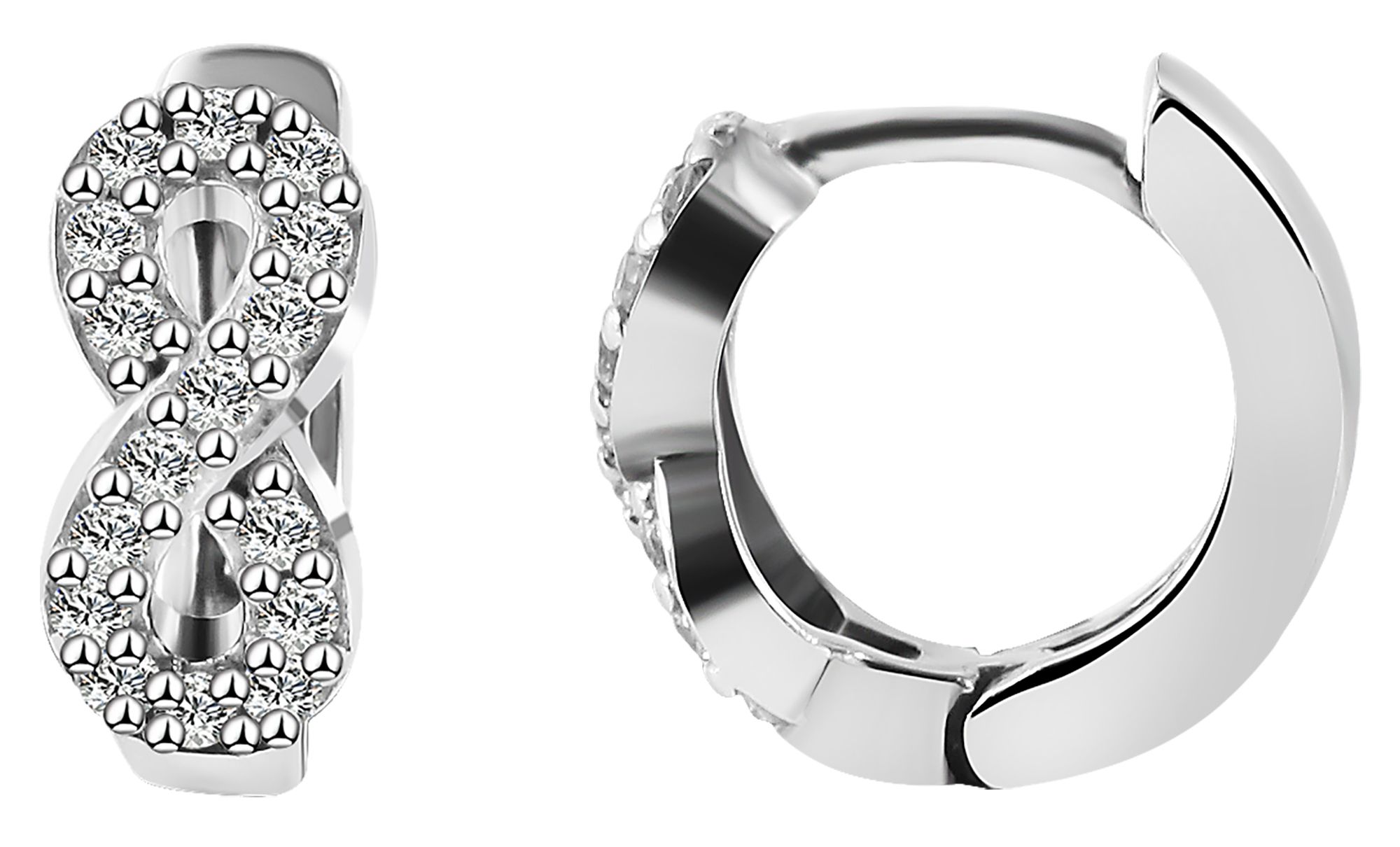"Adira" 925/- Echt Silber Creolen, Infinity, Zirkonia, silberfarben/ rhodiniert