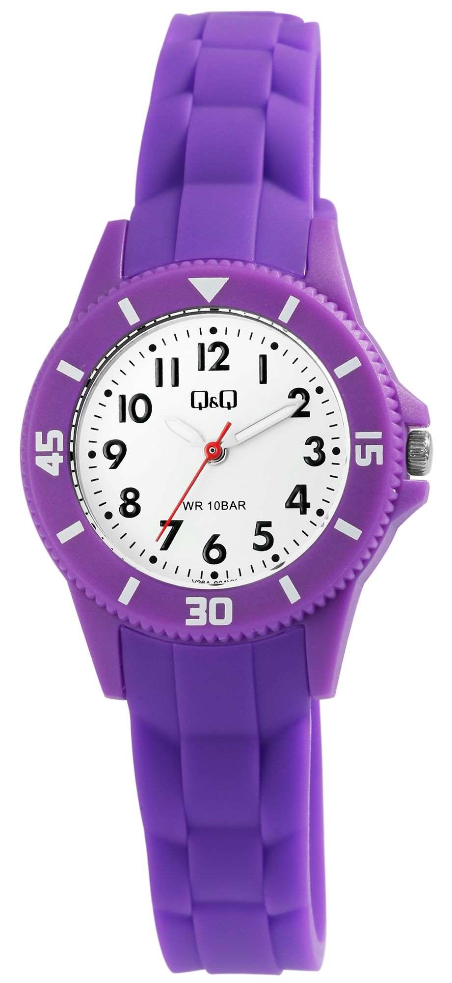 Q&amp;Q kinder-/jeugdhorloge met siliconen band, 10 ATM, paars