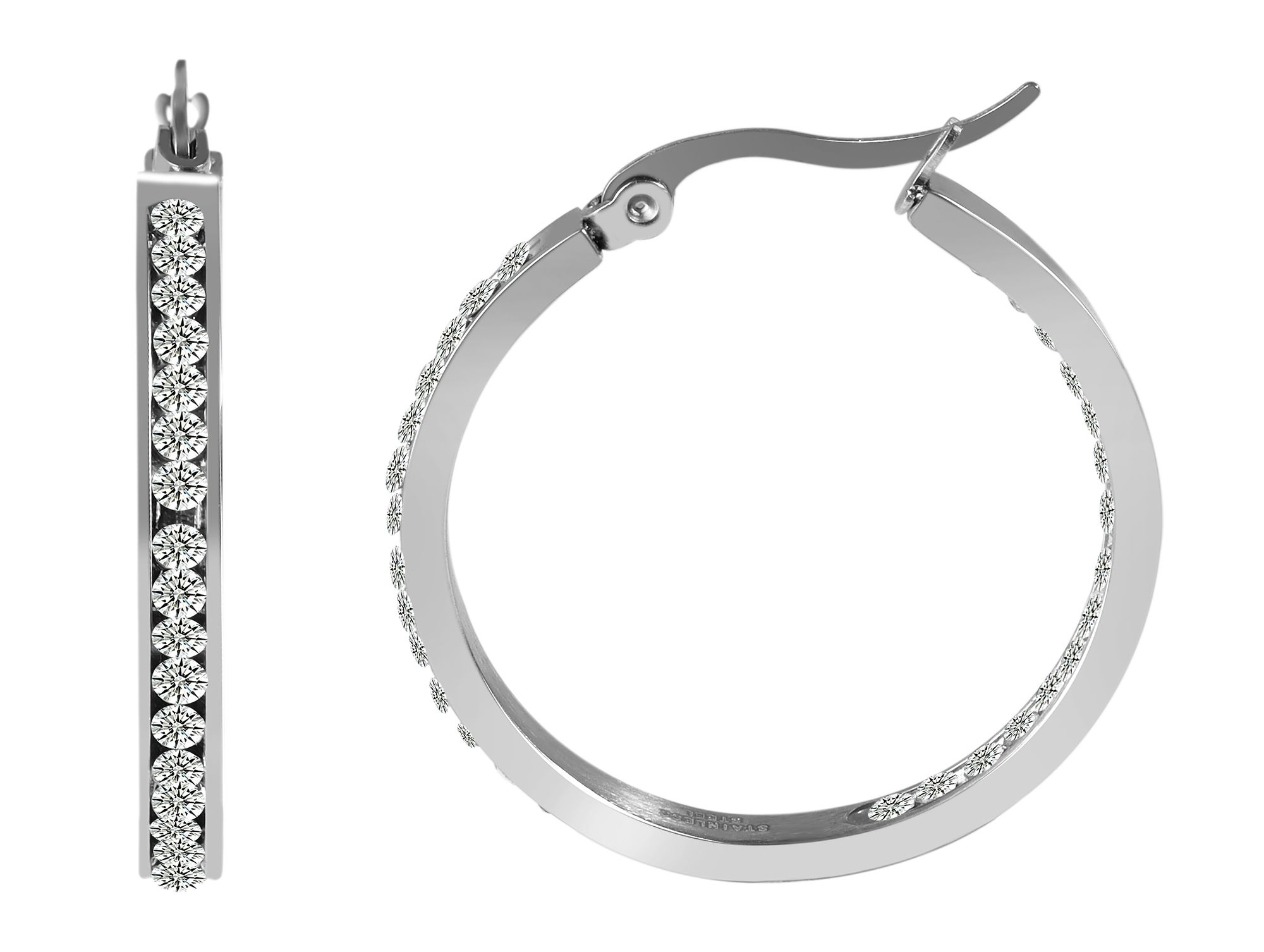 Accent roestvrijstalen hoepeloorbellen, zilverkleurig