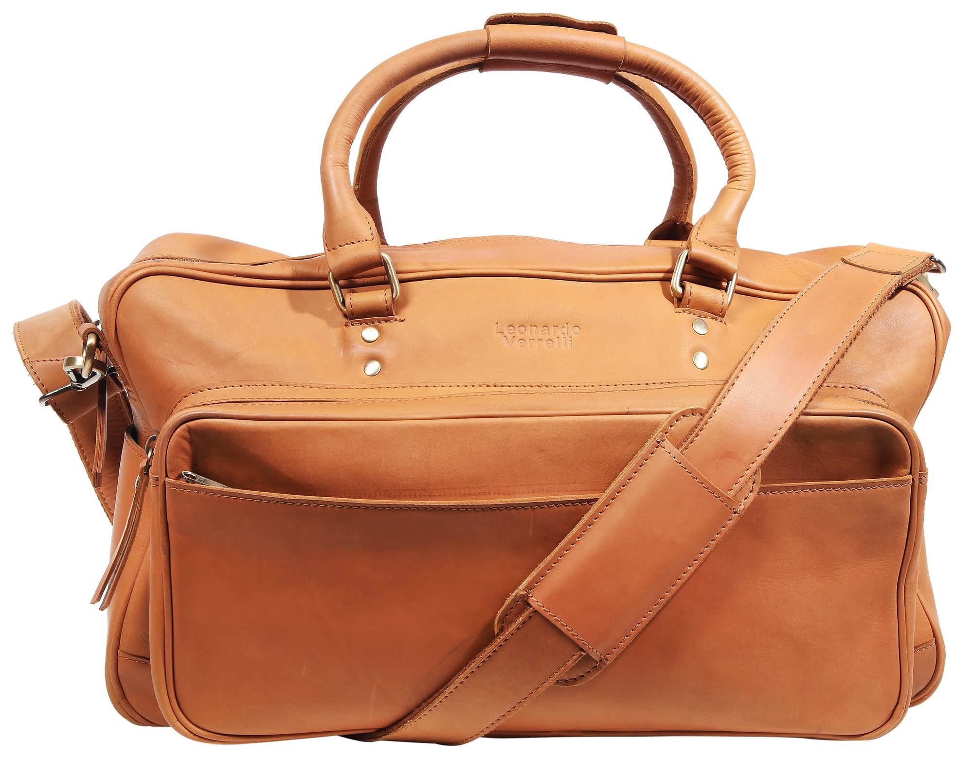 Leonardo Verrelli handtas van echt leer, bruin