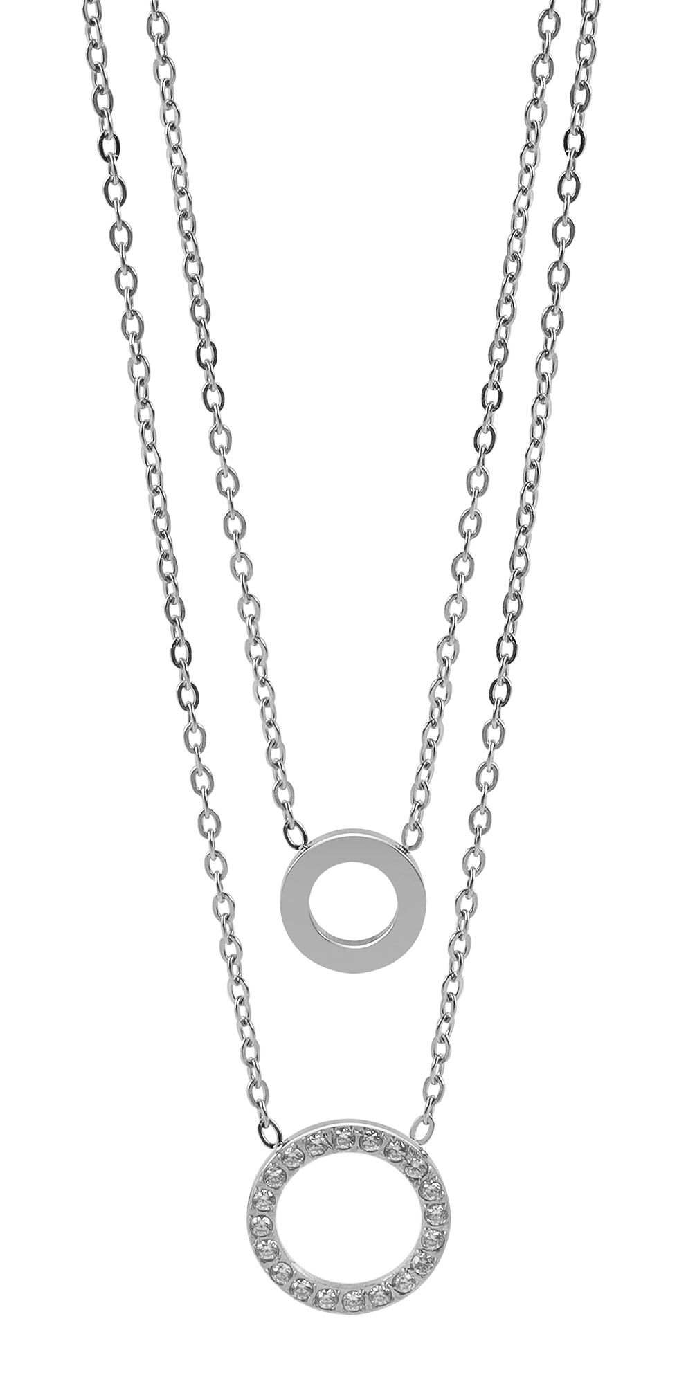 "Ronia" Layering Edelstahlkette, 36cm und 40 + 5cm mit Anhänger, silberfarben