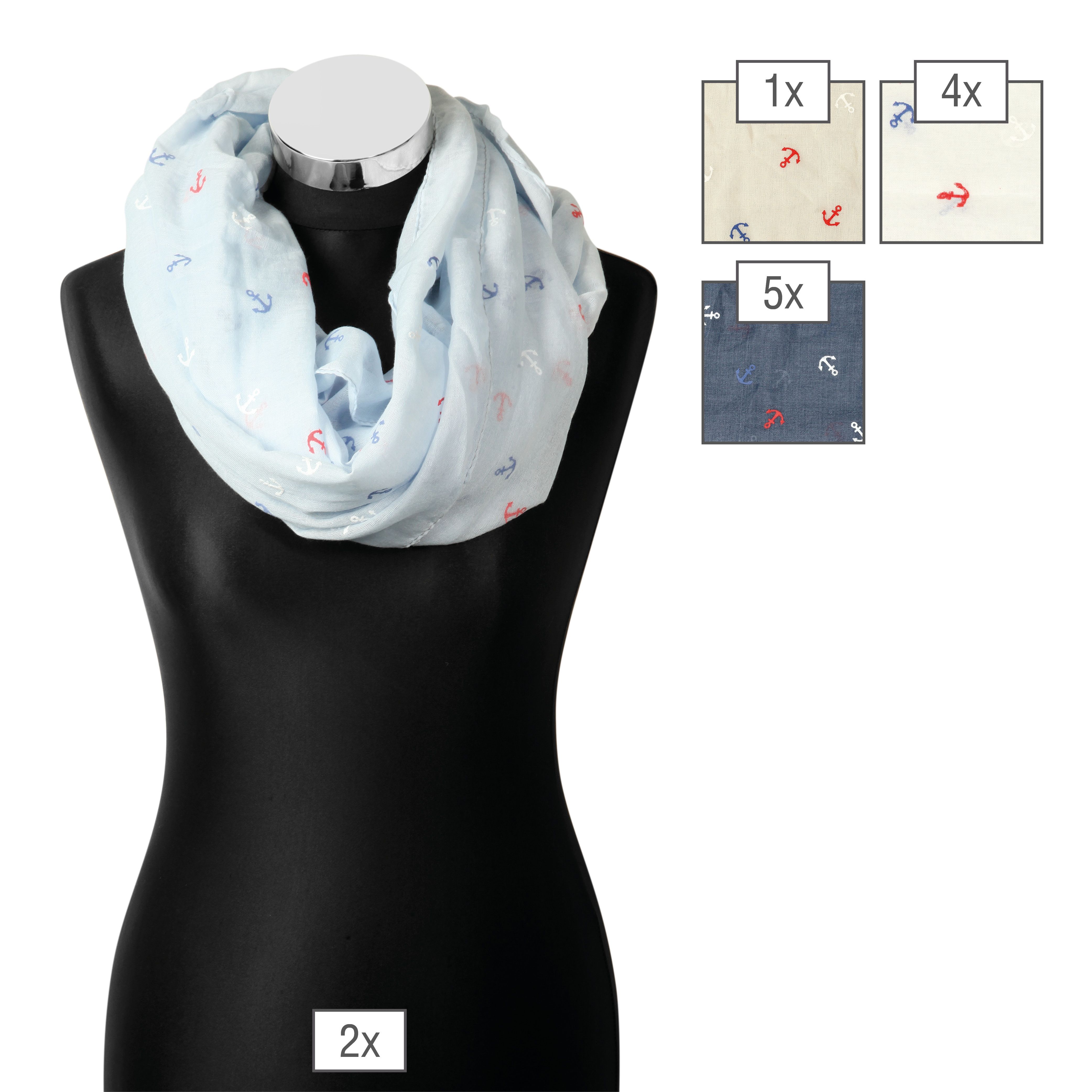 Schalpaket farblich sortiert, Loops, 90 x 70 cm, 100% Polyester, VE 12, maritim