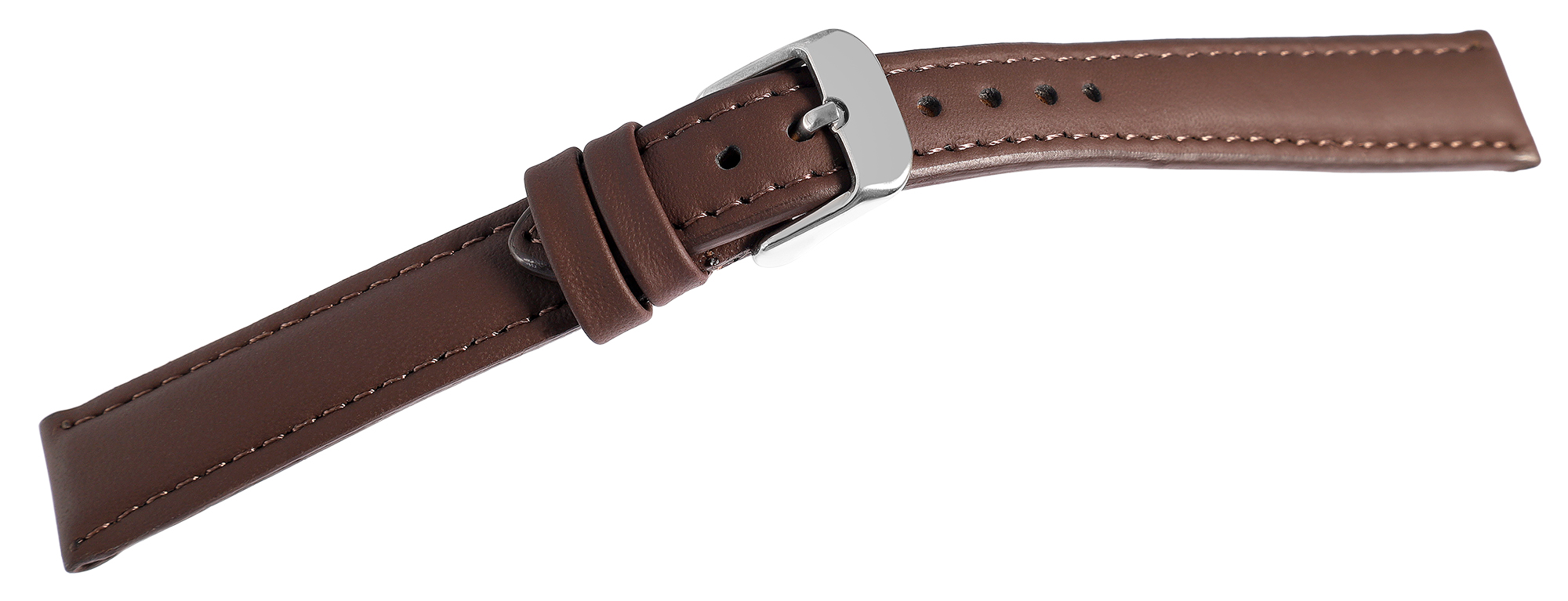 Echt leren horlogeband, donkerbruin, gewatteerd, VE-6