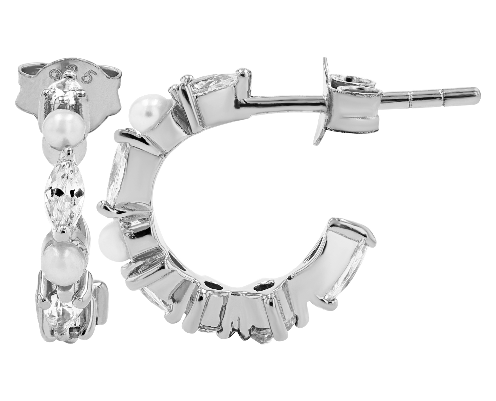 Sif Jakobs Jewellery 925/- Echt Silber Halbcreole "Adria Creolo Piccolo" Zirkonia/ Perle, rhodiniert