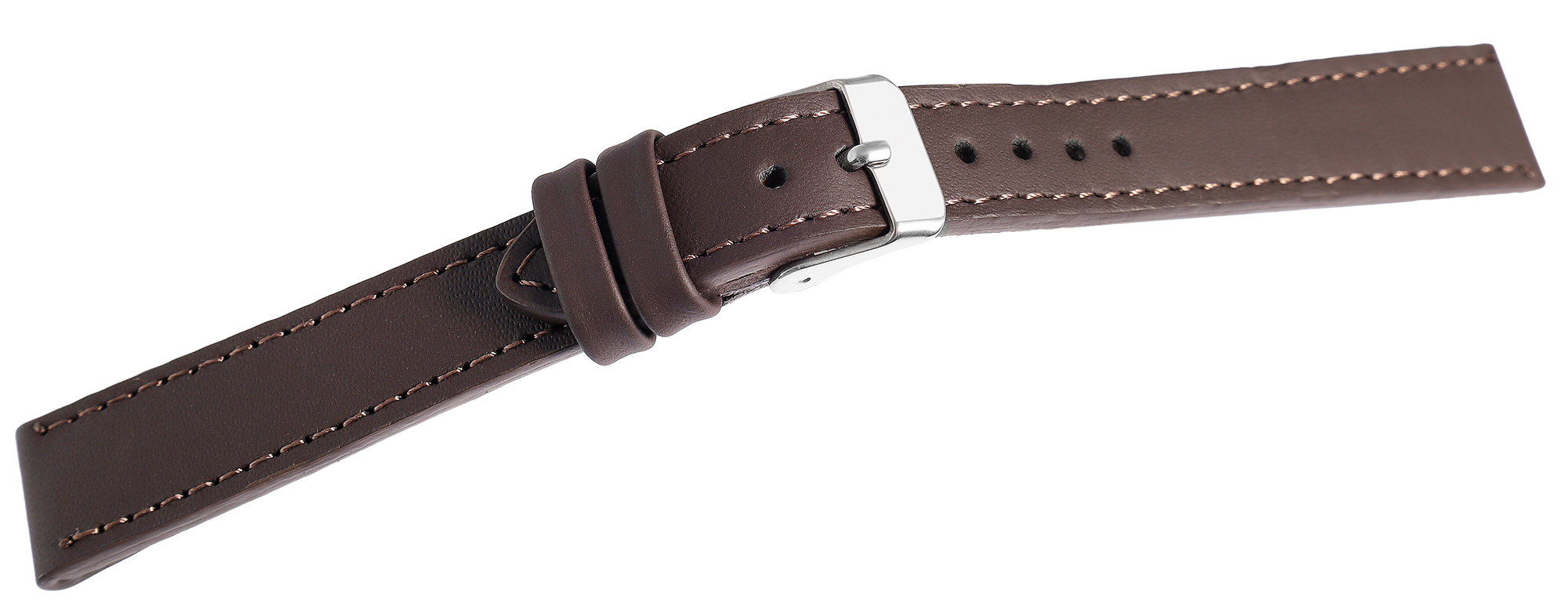 Echt leren horlogeband, donkerbruin, plat, VE-6, 14 mm