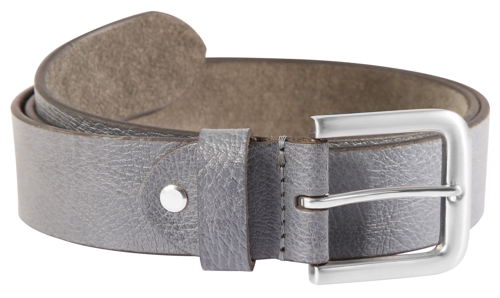 Leonardo Verrelli echt leren riem, grijs, kan worden ingekort, 120 cm