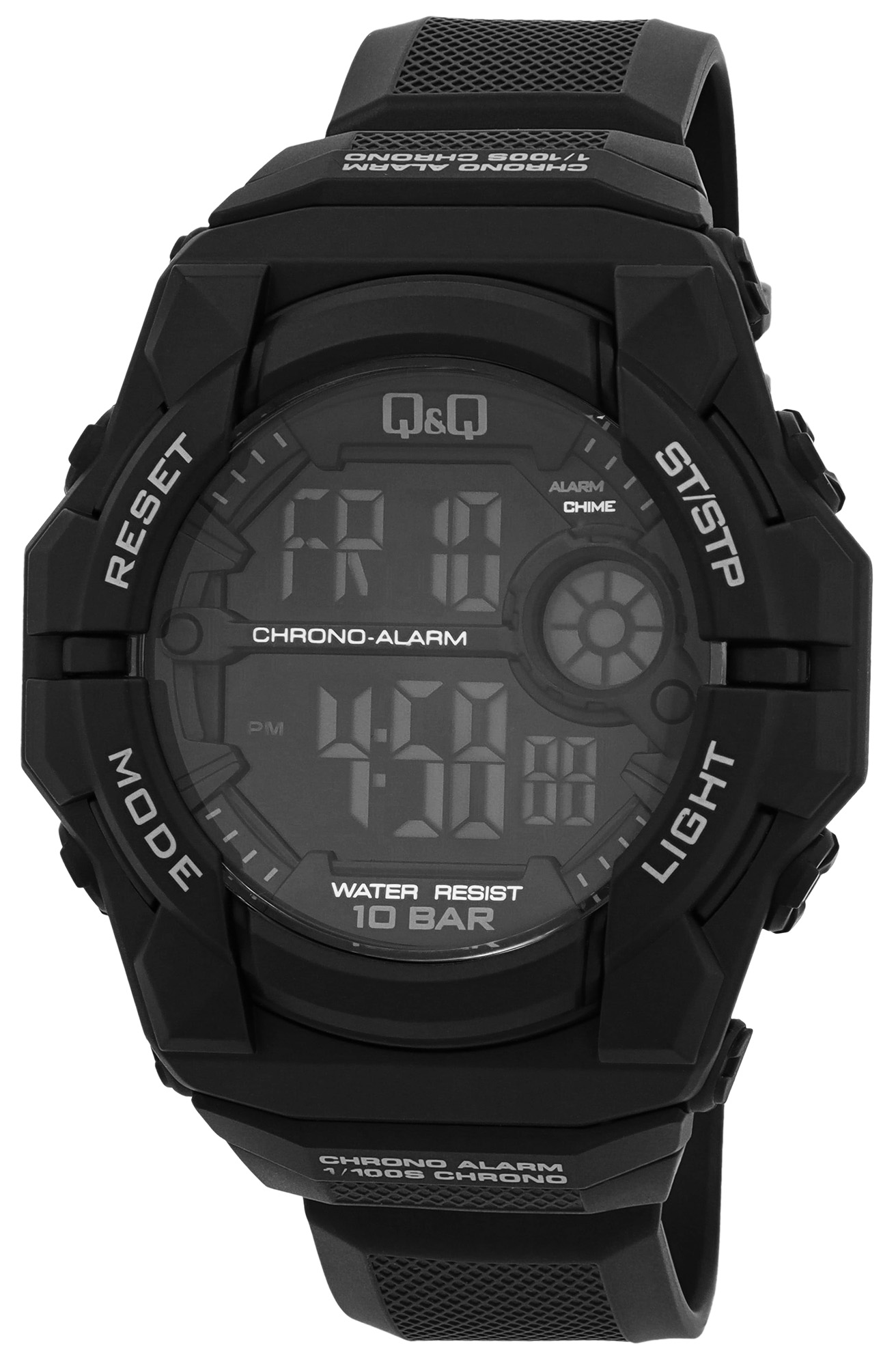 Q&amp;Q digitaal horloge voor heren, Ø 50 mm, kunststof band, zwart