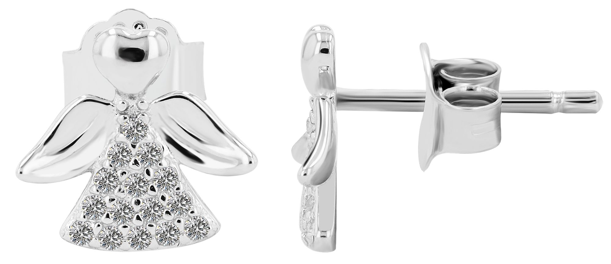 "Malaak" - Engel, 925/- Echt Silber Ohrstecker, rhodiniert