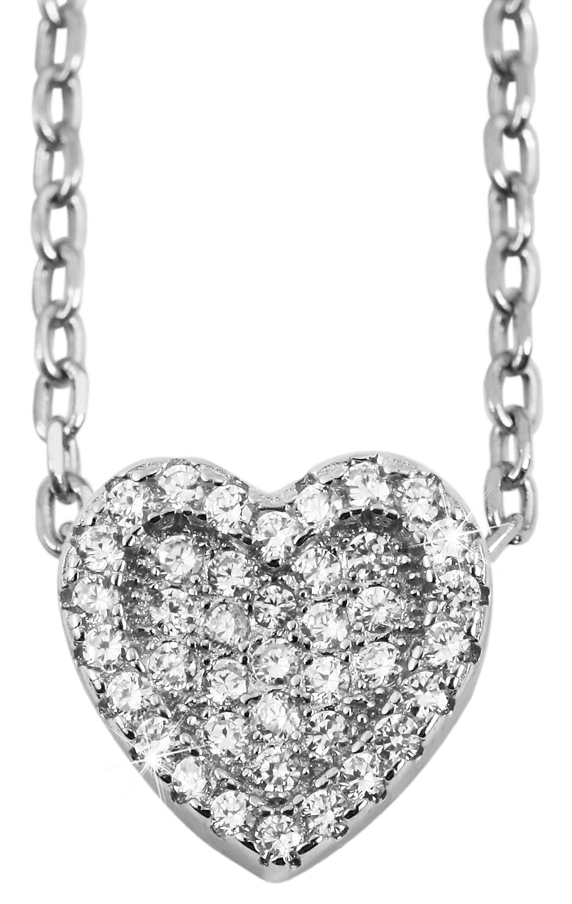 925/- Echt Silber Anhänger ohne Kette "Hajar", Herz mit Zirkoniabesatz, 925/rhodiniert