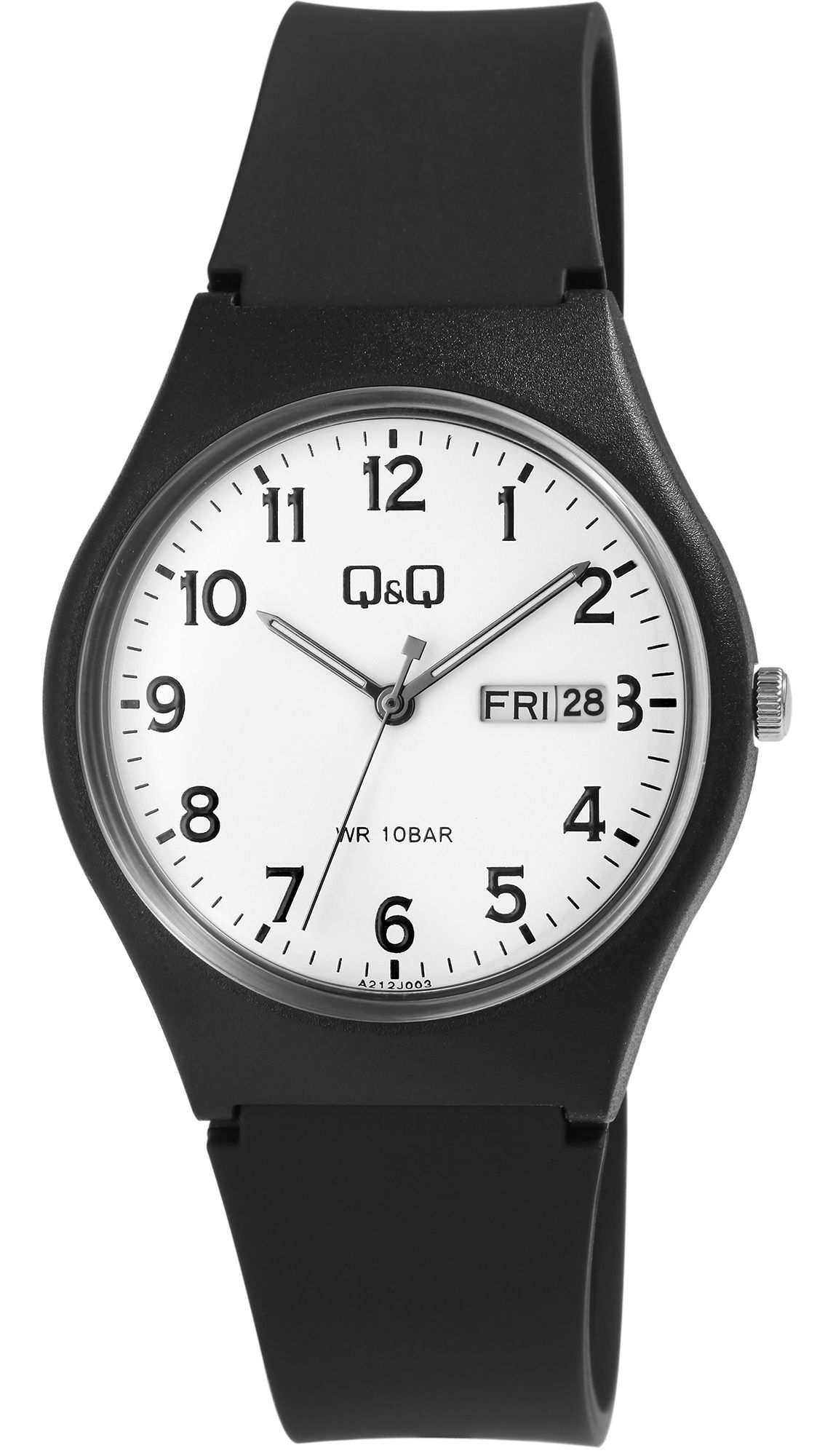 Q&amp;Q heren-/jeugdhorloge, siliconen band, Ø 38 mm, zwart