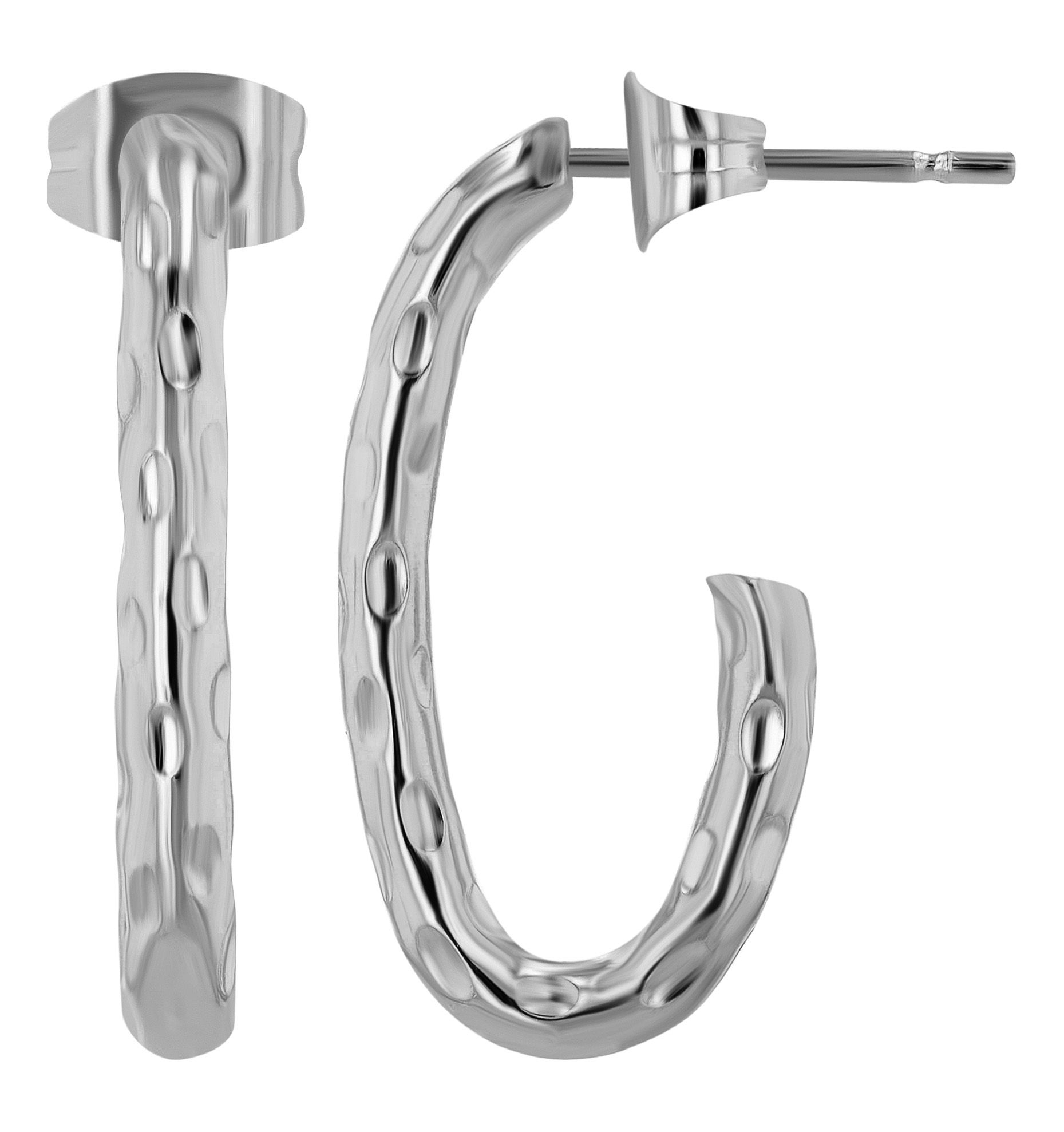 "Mino" Edelstahl Ohrstecker, halbrunde Creole, Edelstahl, silberfarben
