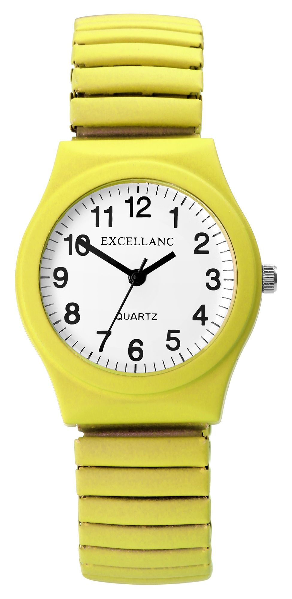 Excellanc Damenarmbanduhr mit Edelstahlzugband, neongelb