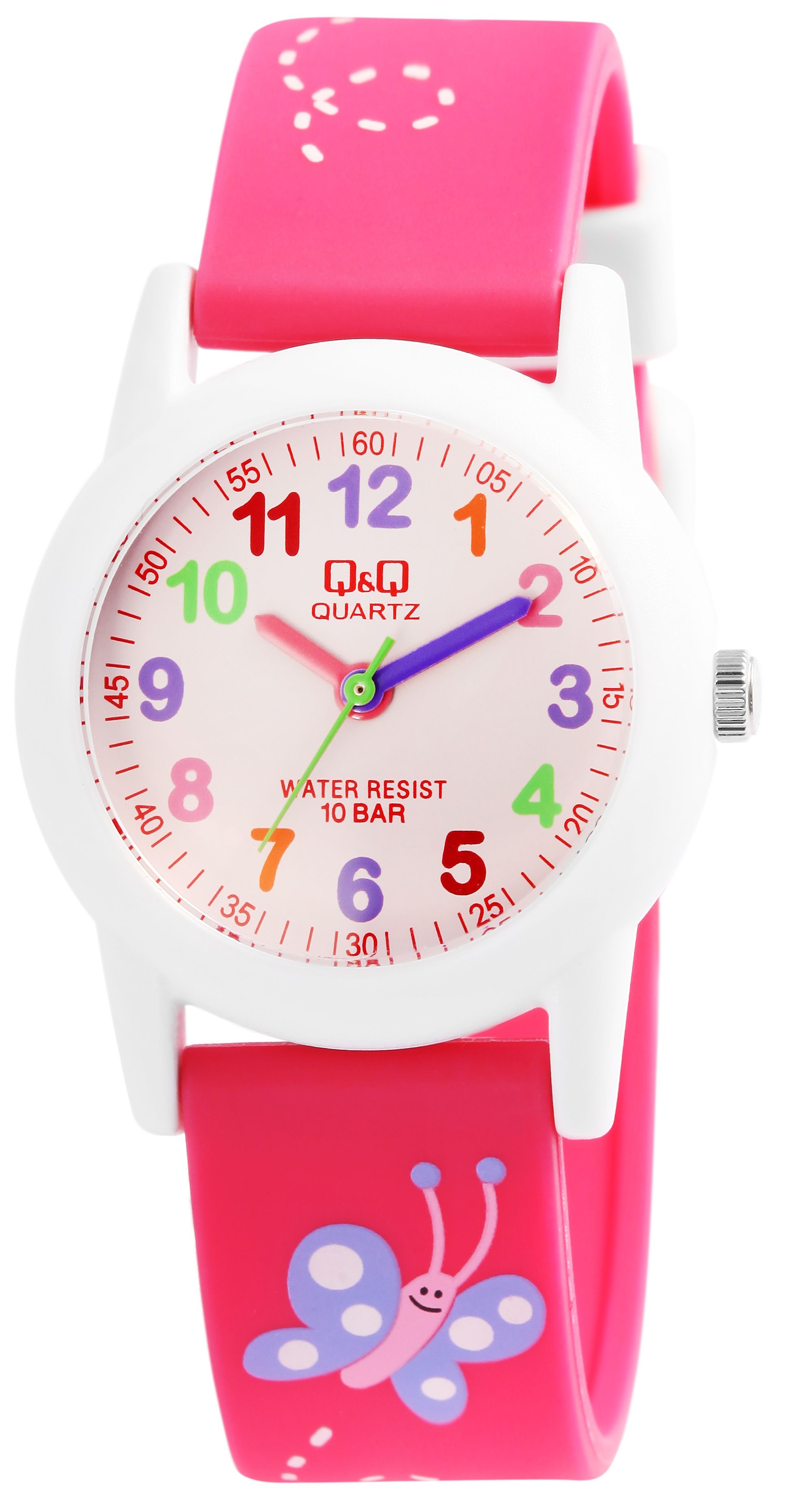 Q&Q Kinderuhr "Schmetterling", Band aus Resin, 10 ATM