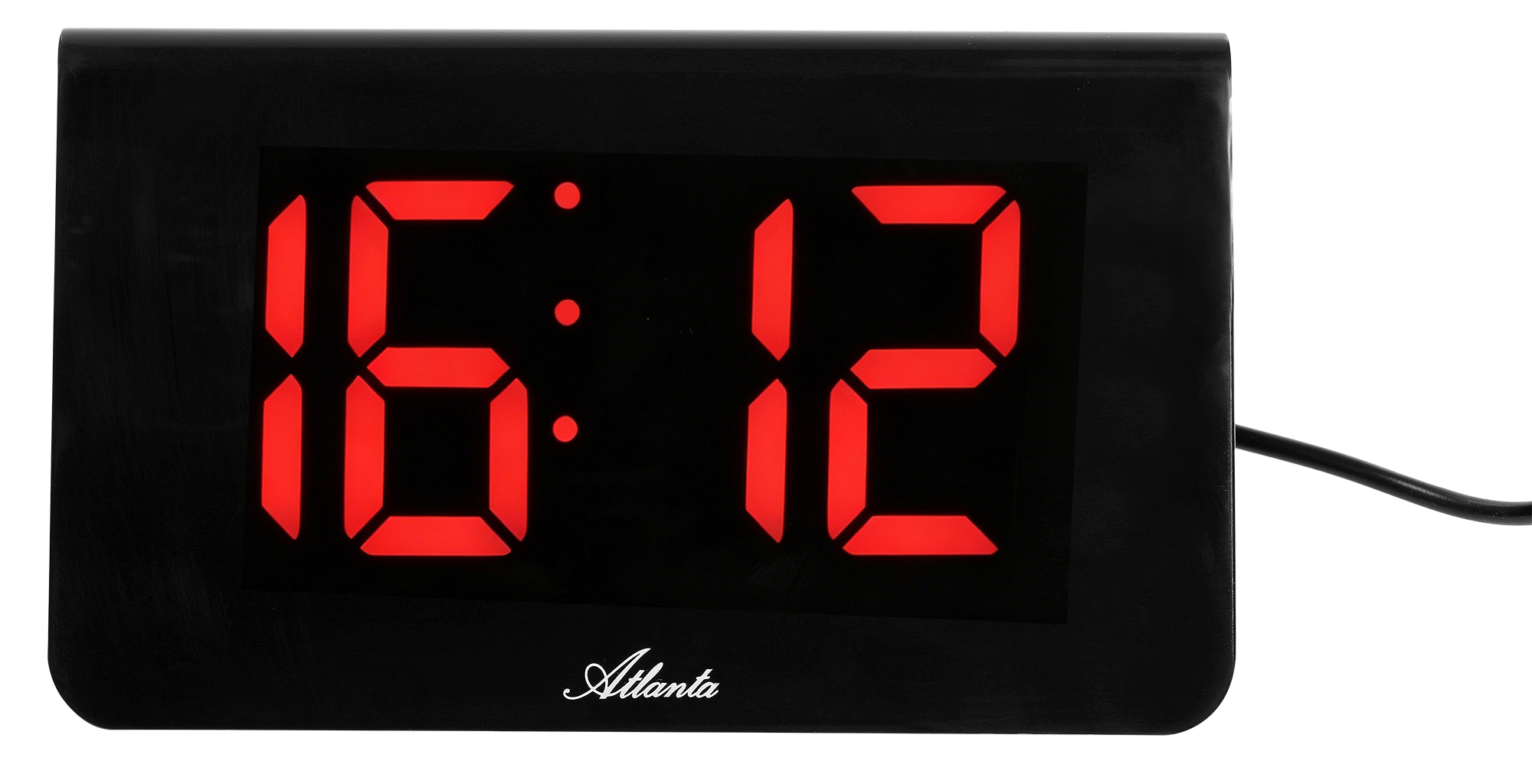 Multifunctionele wekker (groot rood LED-display, draadloos oplaadstation, incl. USB-kabel), zwart