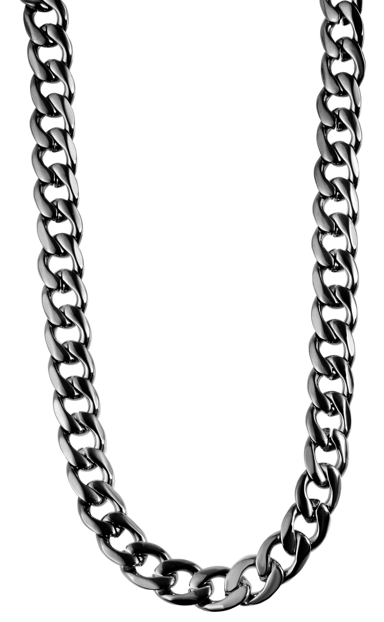 "Parlio" krulketting, roestvrij staal, zwart, lengte 61 cm/ breedte 6mm/dikte 2mm