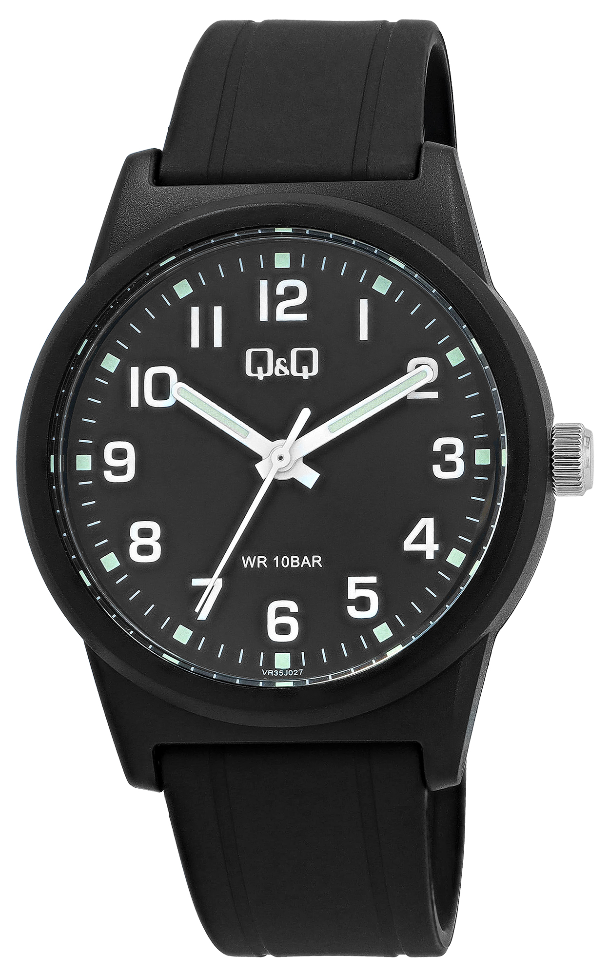 Q&Q Herrenuhr, Resinband, Ø 40 mm, schwarz