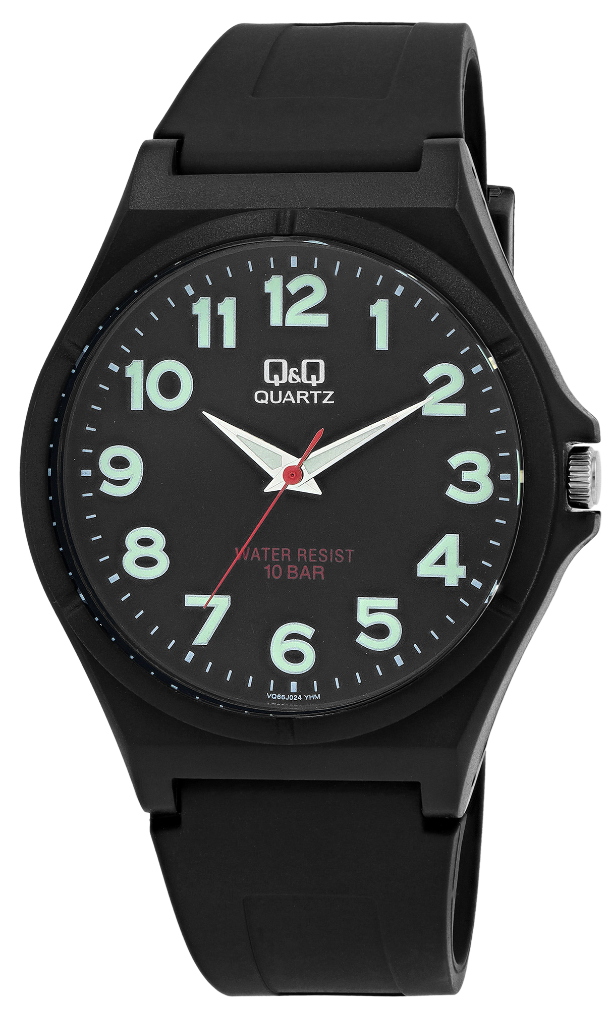 Q&Q Herrenuhr mit Resinband, Ø 43 mm, schwarz