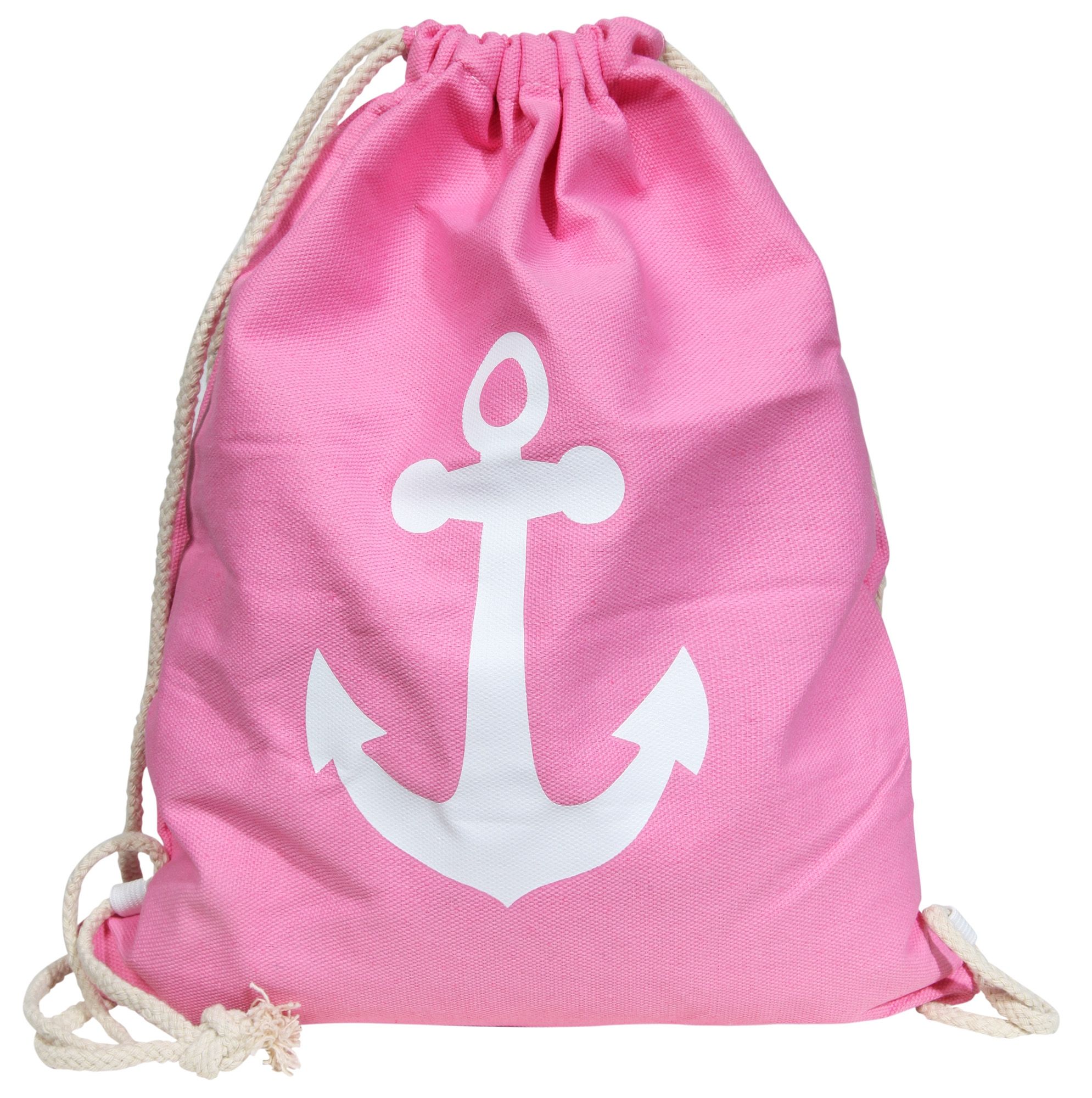 Textielen gymtas, anker, roze/wit