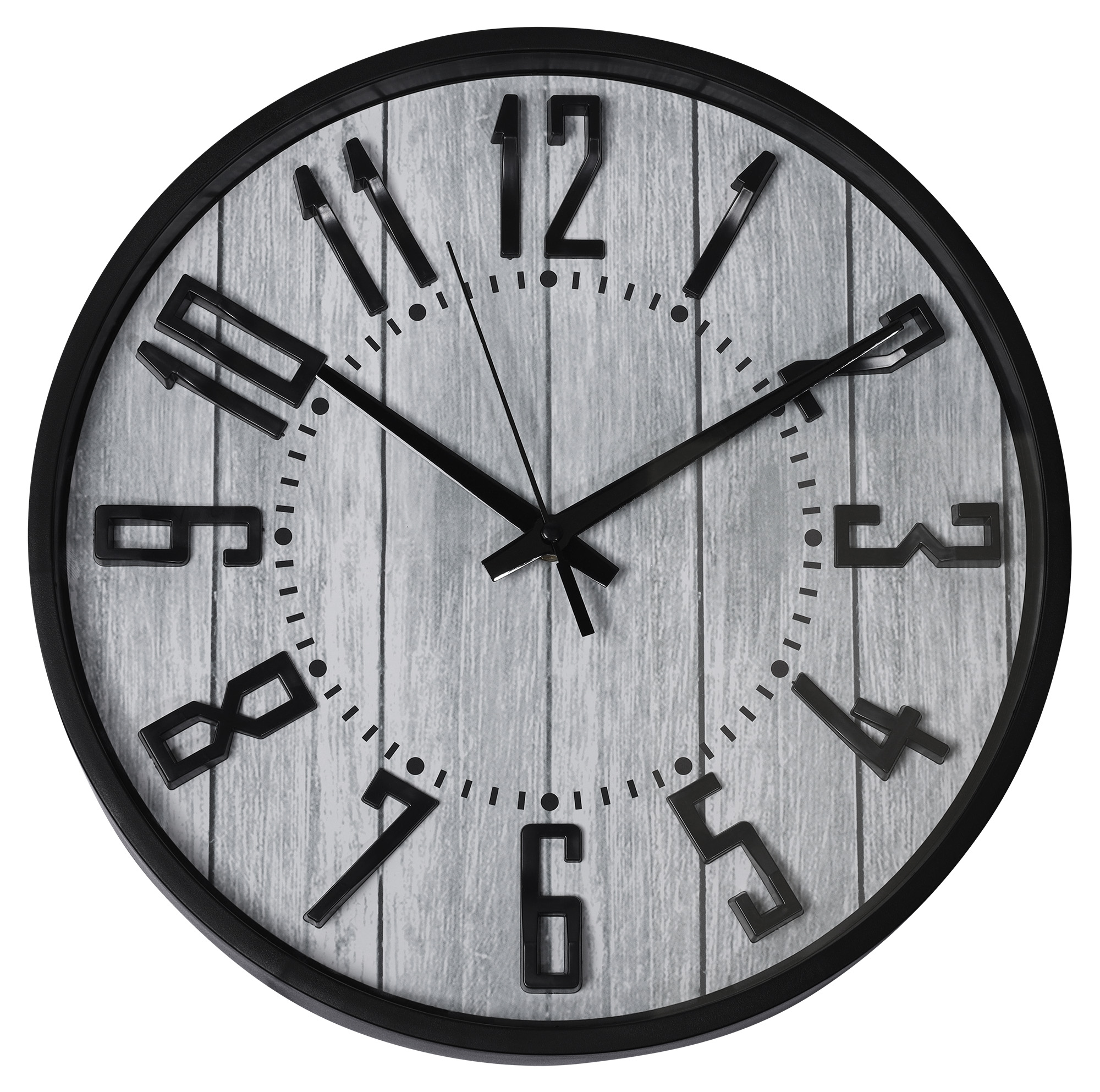 Wandklok - Ø 30.5 cm, zwart/grijs houteffect
