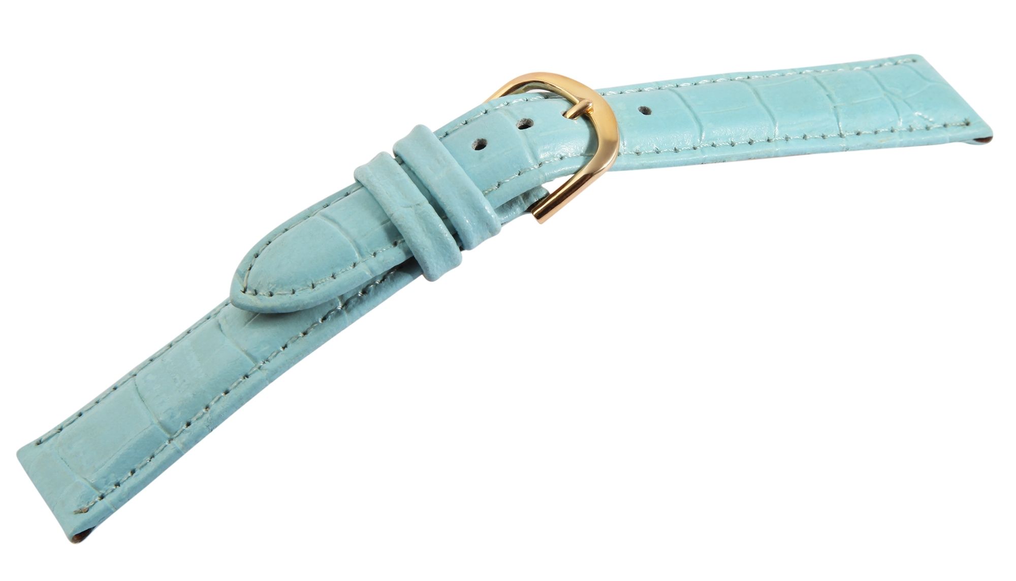 Echt leren horlogebandjes, lichtblauw, krokodillenlook, PU 12, 18 mm
