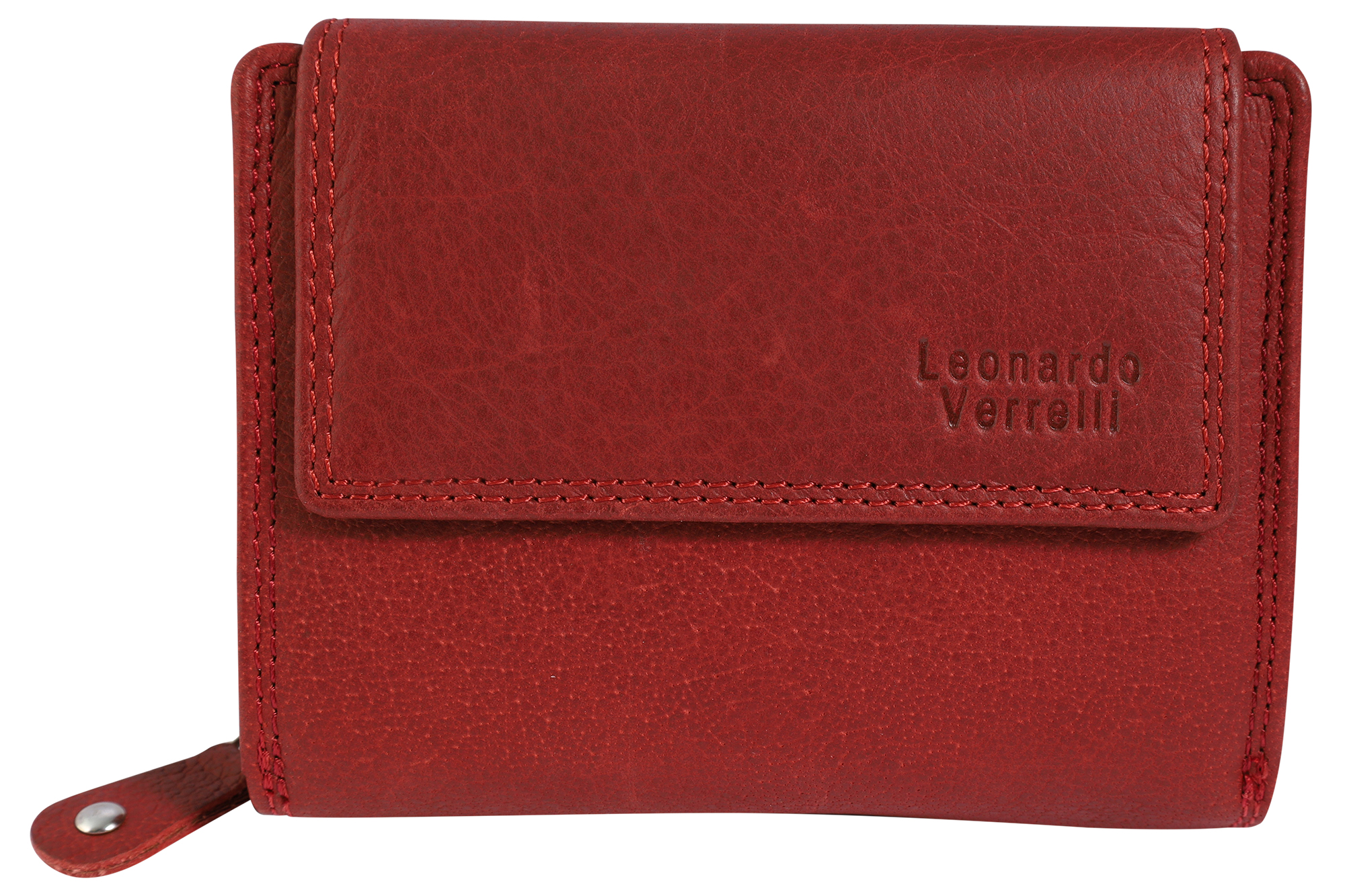 Leonardo Verrelli Echtleder (Nappa) Damen Geldbörse, RFID, rot