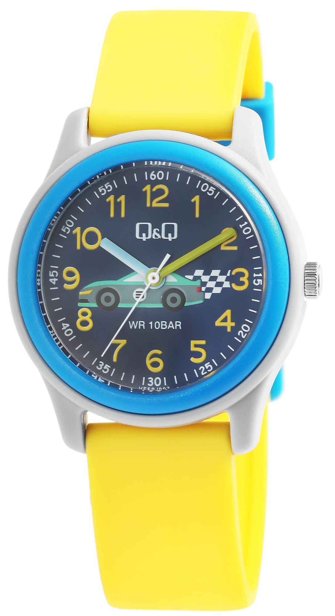 Q&amp;Q kinderhorloge met siliconen band, "raceauto" 10 bar