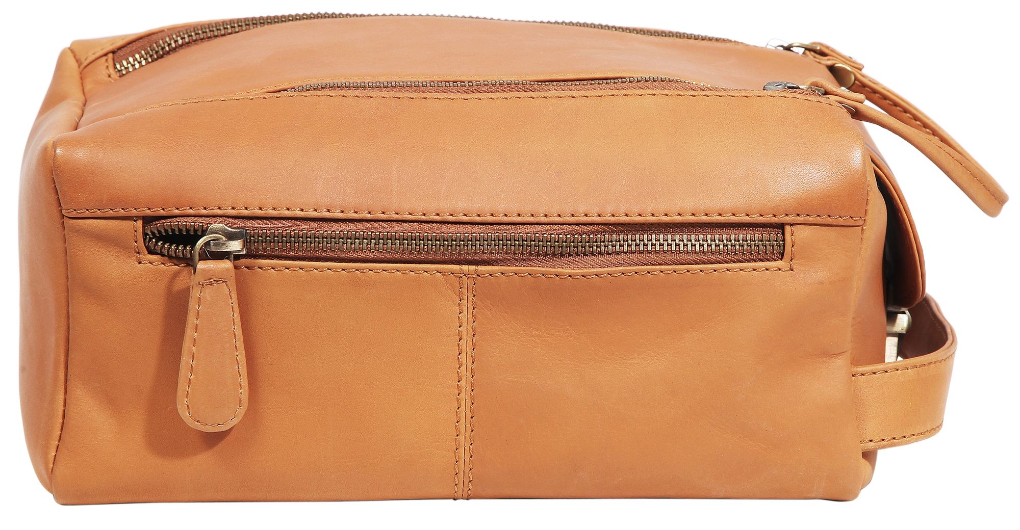 Leonardo Verrelli Unisex Echt Leder Tasche Kulturtasche, Braun