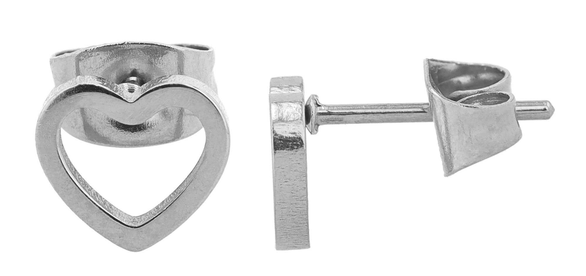 "Erida" Edelstahl (Kinder-) Ohrstecker - Herz, silberfarben