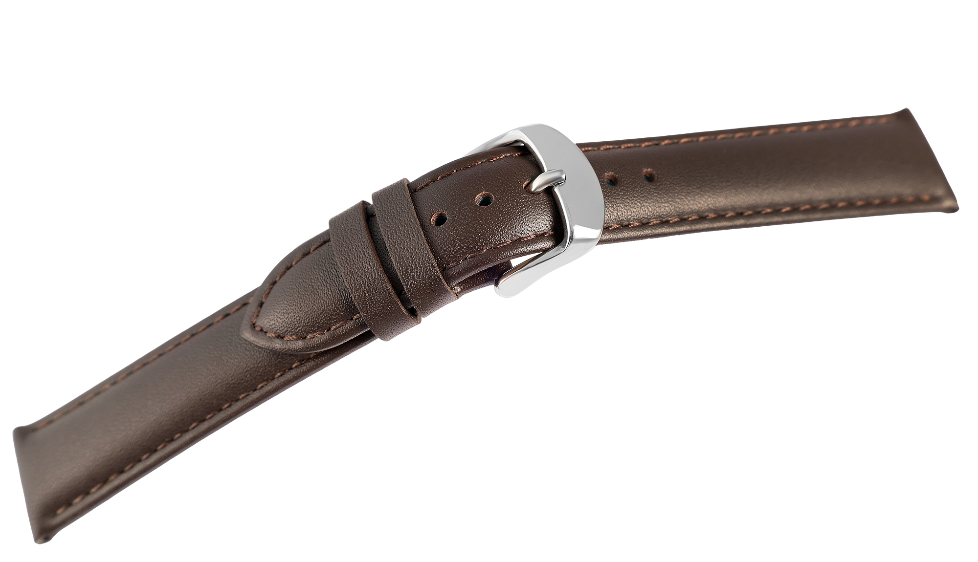 Uhrenarmband aus Echt Leder in dunkelbraun, 18 mm