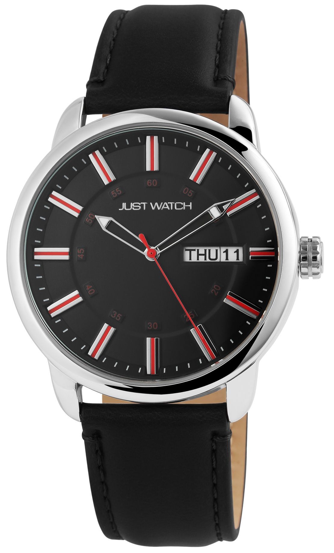 Just Watch Herrenuhr Echtlederband schwarz
