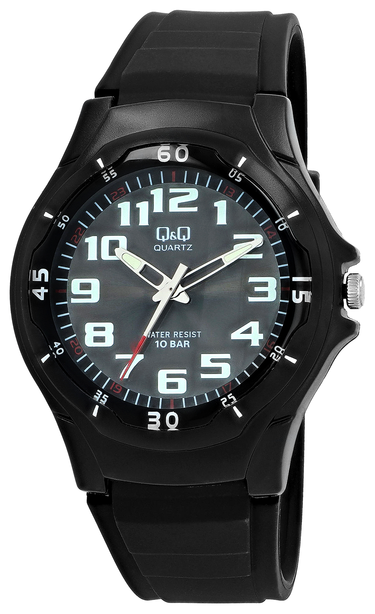 Q&Q Herrenuhr mit Resinband, Ø 40 mm, schwarz