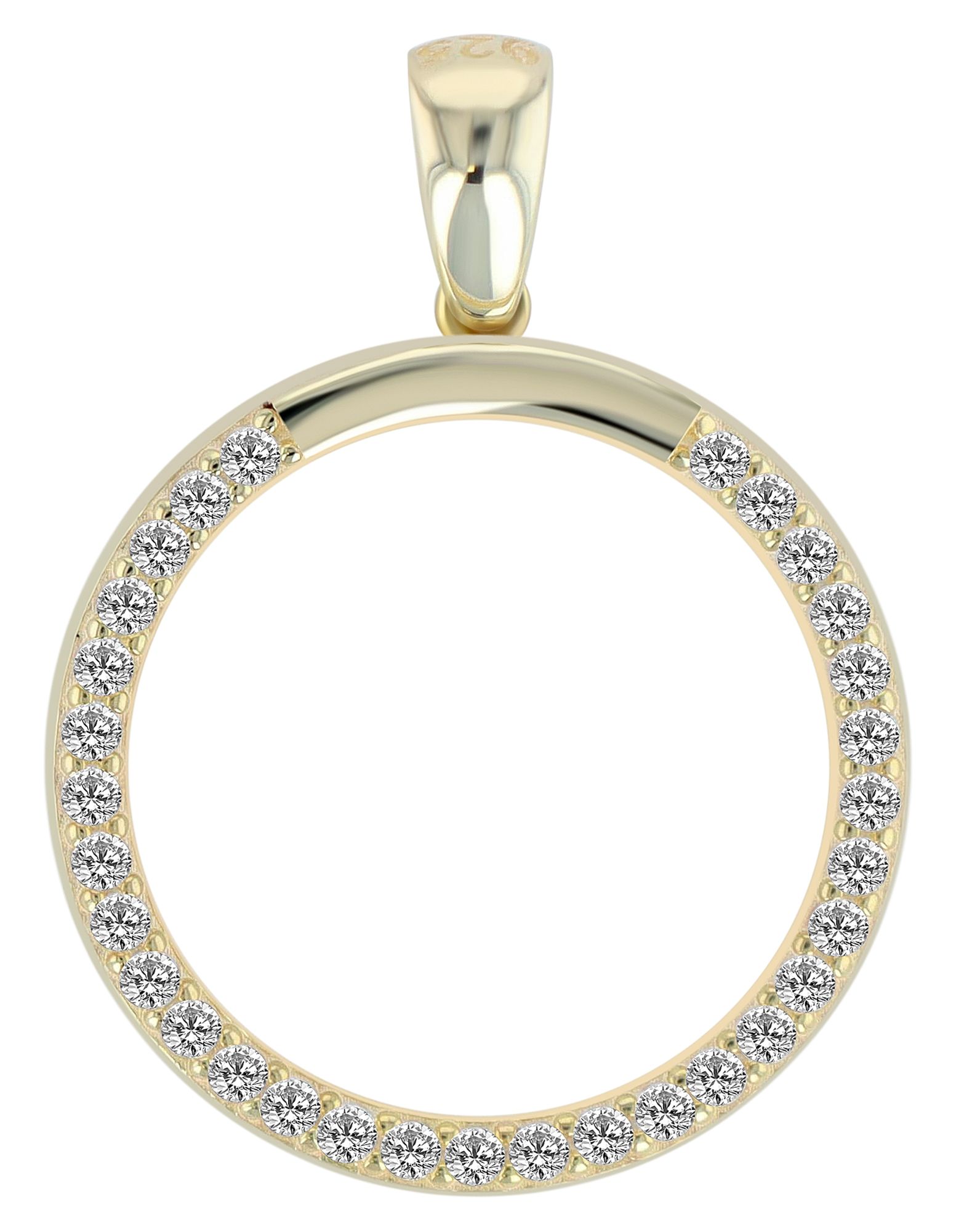 "Lupita" 925/- echt zilveren hanger (zonder ketting), rond, zirconia zetting, verguld