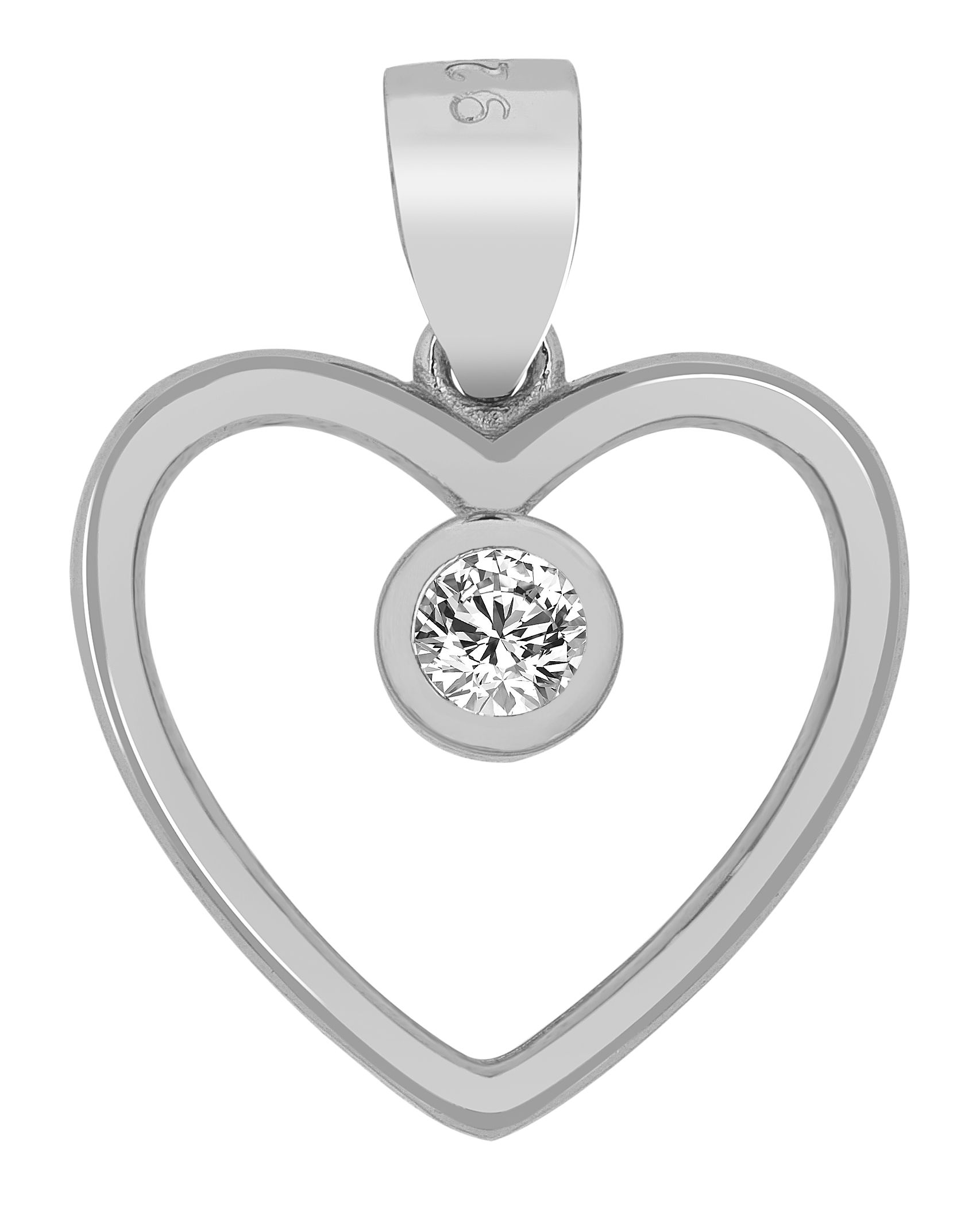 "Dilsa" - Herz mit Zirkon, 925er Echt Silber, Anhänger, silberfarben rhodiniert