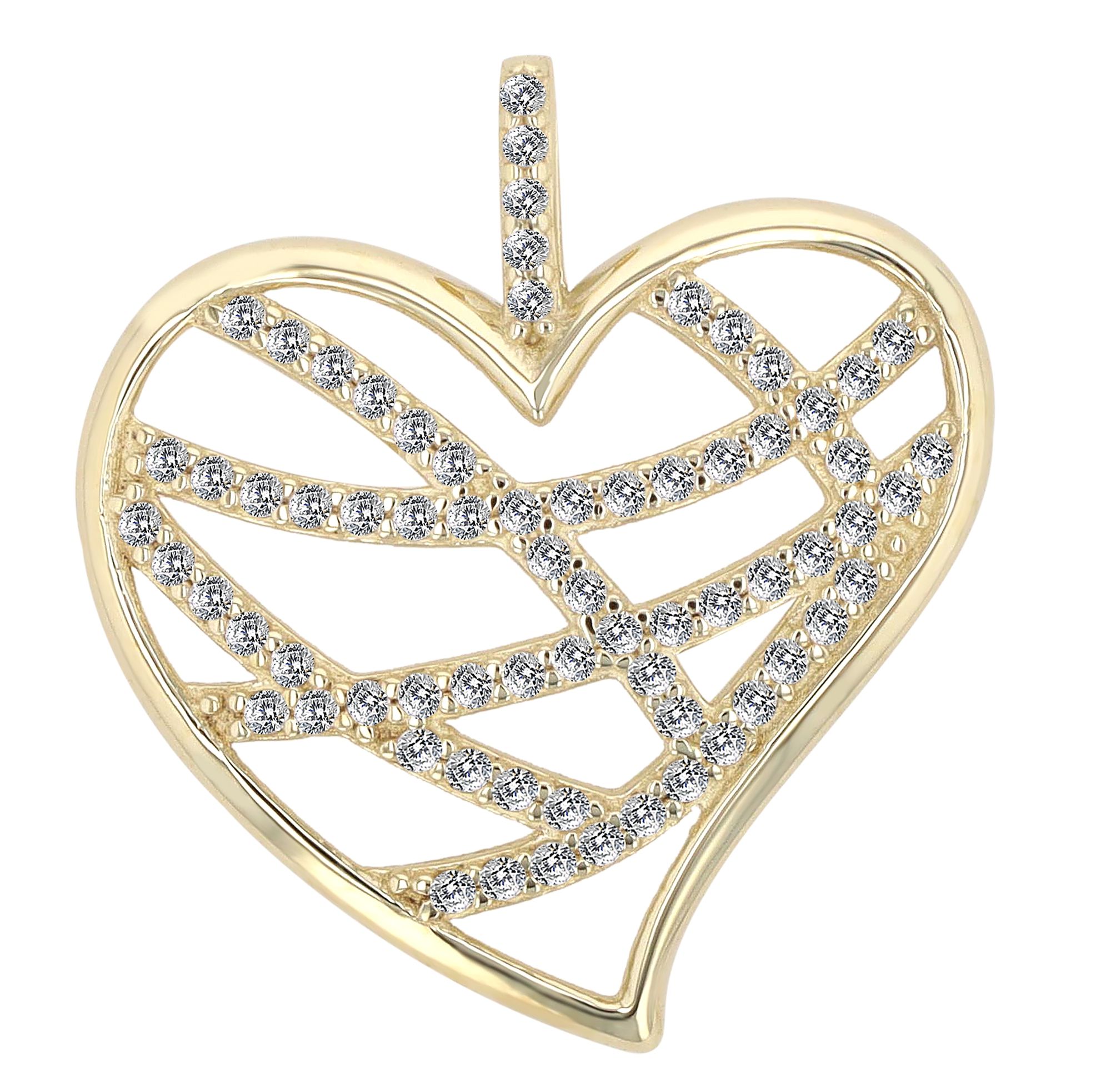 333/- Gold Anhänger "Thalassa", Herz mit Zirkoniabesatz, 8 Karat, Gelbgold