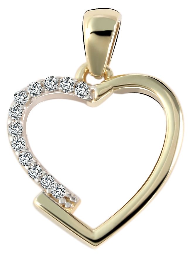 333- Gold Anhänger "Tess" ohne Kette, filigranes Herz, Zirkoniabesatz, 8 Karat, Gelbgold