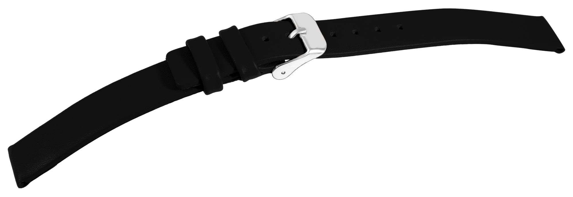 Echtleder-Uhrenarmband, nahtlos, schwarz, 20 mm