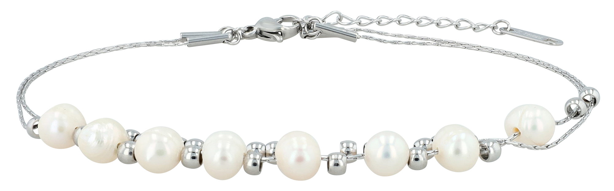 "Cira" Edelstahlfußkette mit Süsswasserperlen