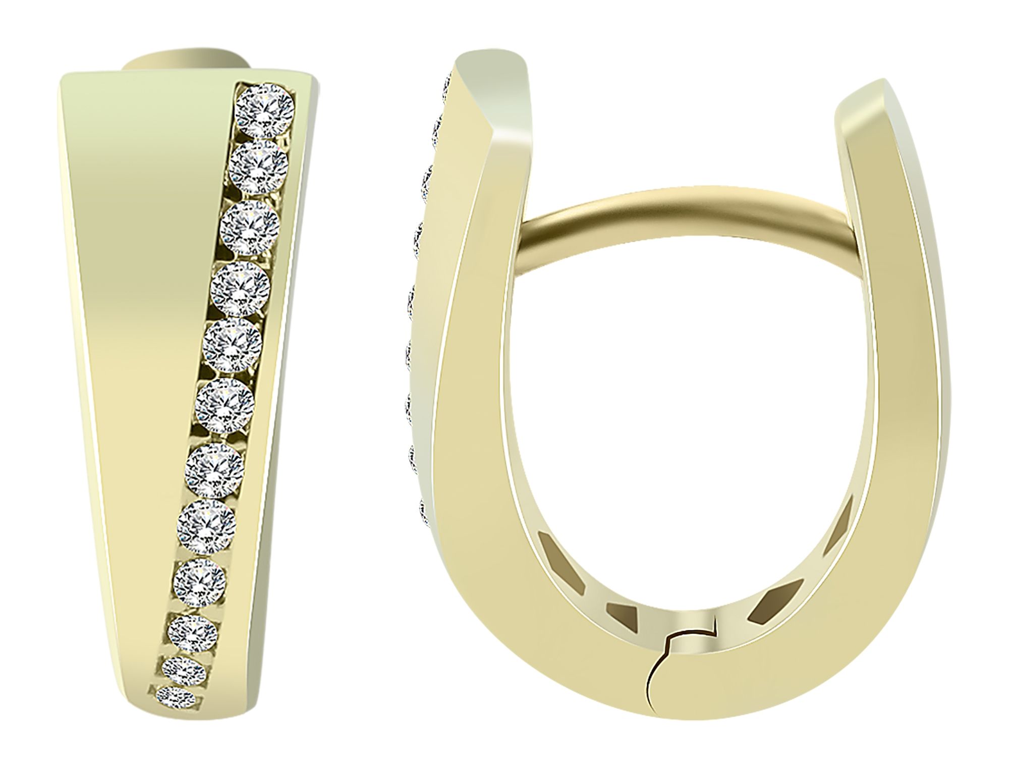 585/- Gold "Anisa" Klapp-Creolen, Zirkoniabesatz, 14 Karat, Gelbgold