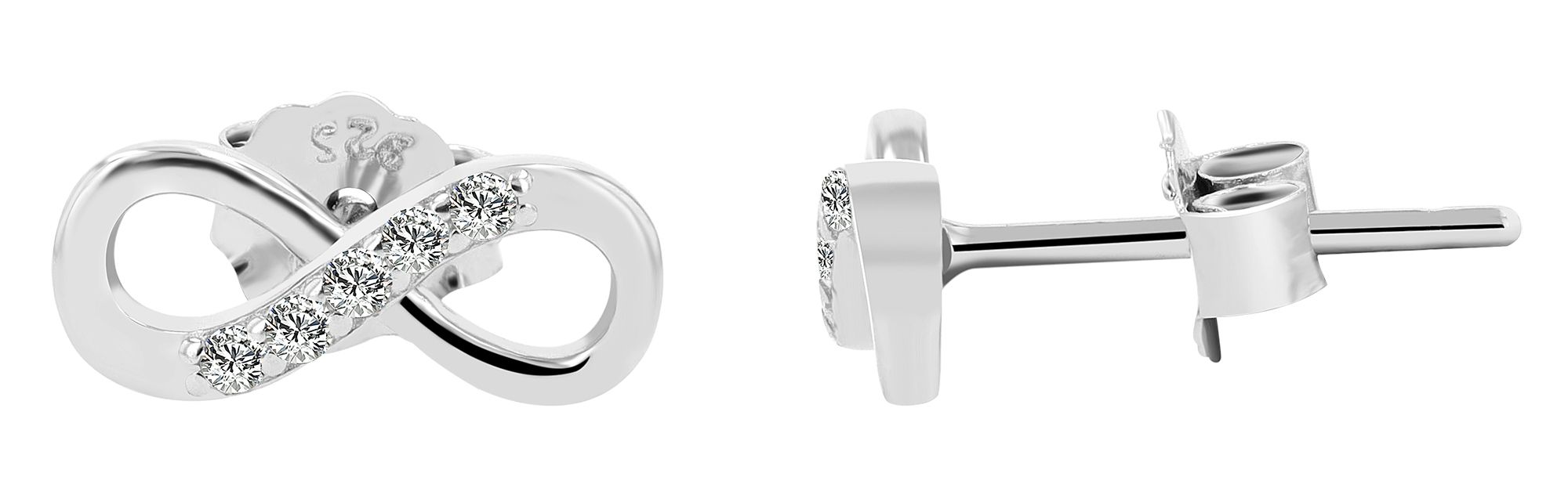 "Aroa" 925/- Echt Silber Ohrstecker - Infinity, silberfarben rhodiniert