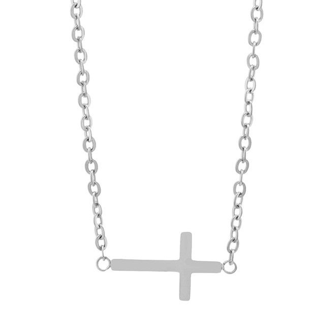 Akzent Halskette "Reese" mit Kreuzanhänger, Edelstahl, silberfarben