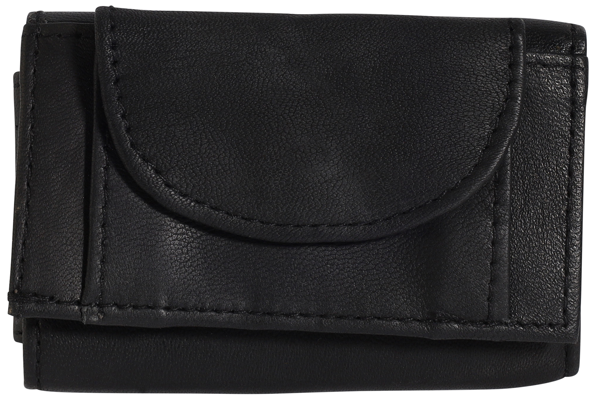 Excellanc echt lederen mini portemonnee (sleutelvak), zwart/olijfgroen