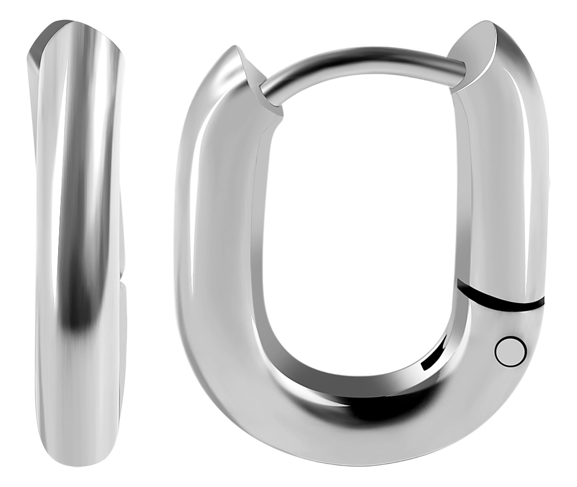 Akzent Klapp-Creolen aus Edelstahl, U-förmig, silberfarben