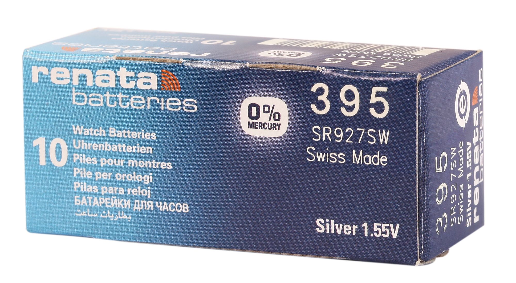 RENATA Silberoxid-Knopfzellen, 0% Quecksilber, 10 Stk., R395 (SR927SW), 1,55 V